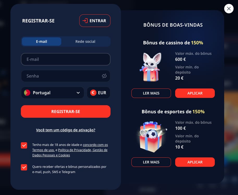 Registe-se no Casino Monro e receba um bónus de casino ou de apostas desportivas
